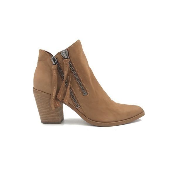 Dolce Vita Wade Tan Leather Heeled Ankle Booties Size 8